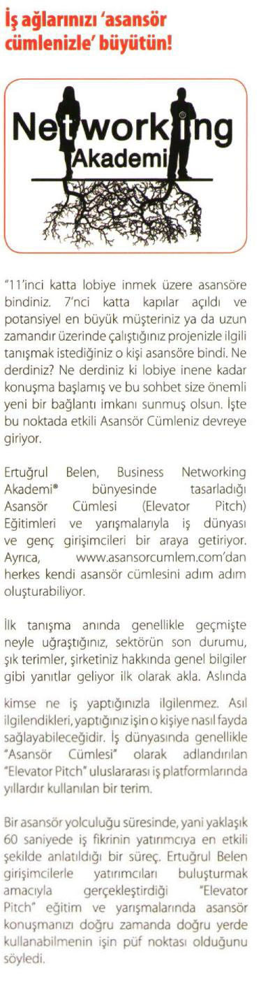 İş Ağlarınızı 'Asansör Cümlenizle' Büyütün.