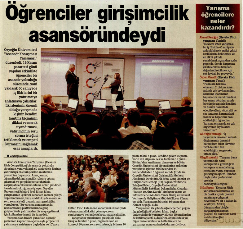 Belen'in  Asansör Konuşması  Projesi Özyeğin Üniversitesi'nde Hayata Geçti.
