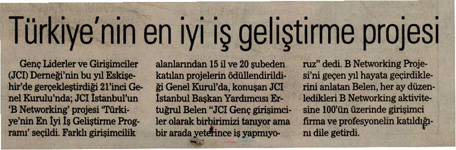 Speed Networking Türkiye'nin En İyi İş Geliştirme Projesi.