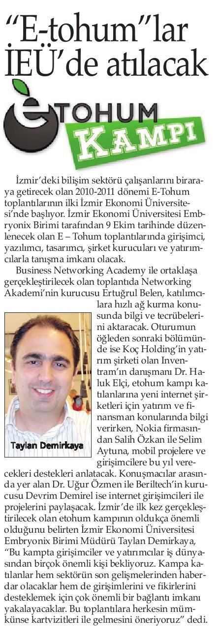  E-tohum  Girişimcilik Kampında Speed Networking.