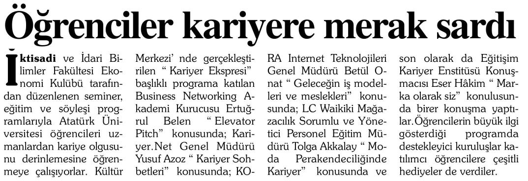 Öğrenciler Kariyere Merak Sardı.