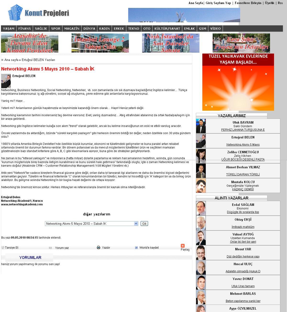 Networking Akımı 5 Mayıs 2010 – Sabah İK.
