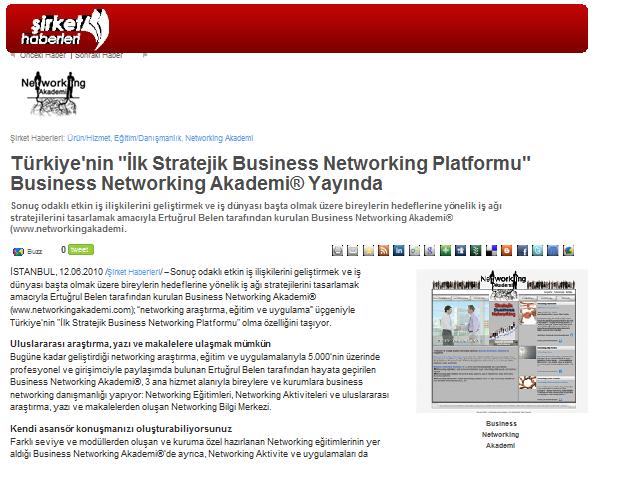 Türkiye'nin  İlk Stratejik Business Networking Platformu  Business Networking Akademi® Yayında.